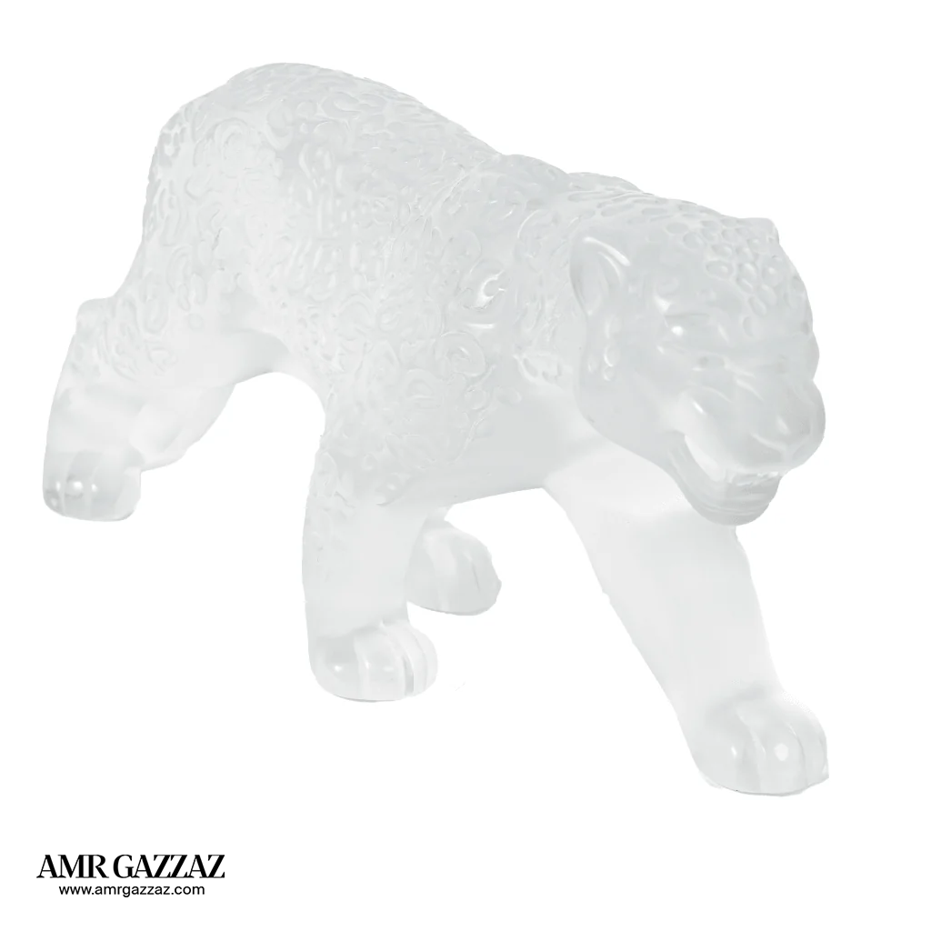 A Lalique Clear and Frosted Glass Rajah Jaguar