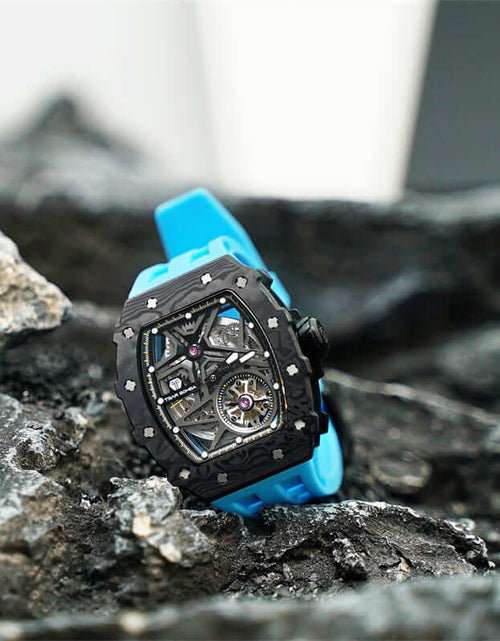 Load image into Gallery viewer, Elemental Series-Carbon Fiber Automatic Watch TB8209CF Black Blue Carbon Fiber
