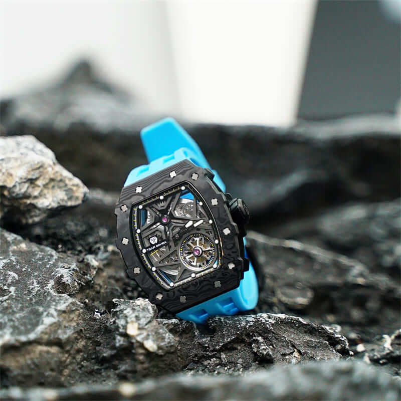 Elemental Series-Carbon Fiber Automatic Watch TB8209CF Black Blue Carbon Fiber