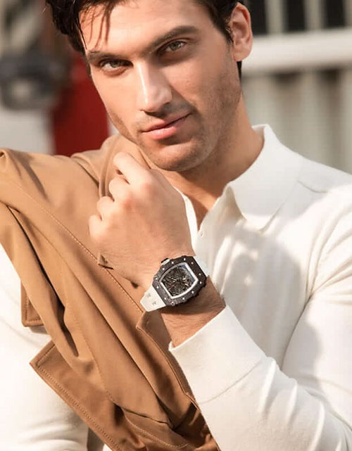 Load image into Gallery viewer, Elemental Series-Carbon Fiber Automatic Watch TB8208CF Elegant White
