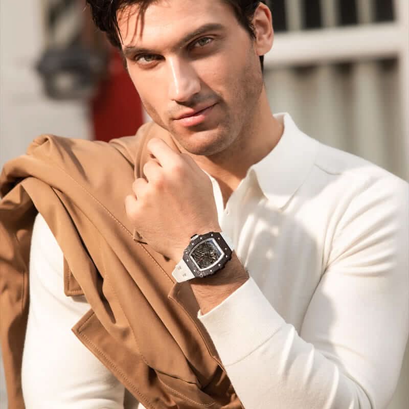 Elemental Series-Carbon Fiber Automatic Watch TB8208CF Elegant White