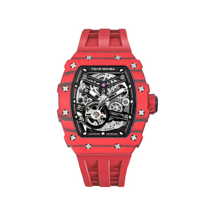 Elemental Series-Carbon Fiber Automatic Watch TB8208CF Bull Red