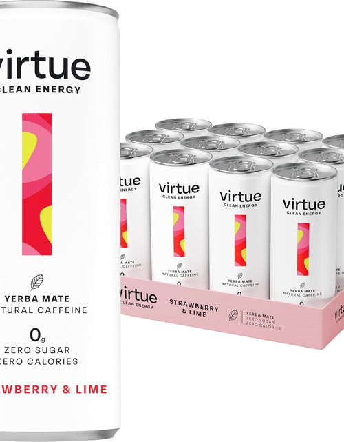 Load image into Gallery viewer, Virtue Yerba Mate - Natural Energy Drink - Sugar Free, Zero Calories, Vegan, Keto Friendly, Gluten Free - 12 x 250ml (Strawberry &amp; Lime) Strawberry &amp; Lime
