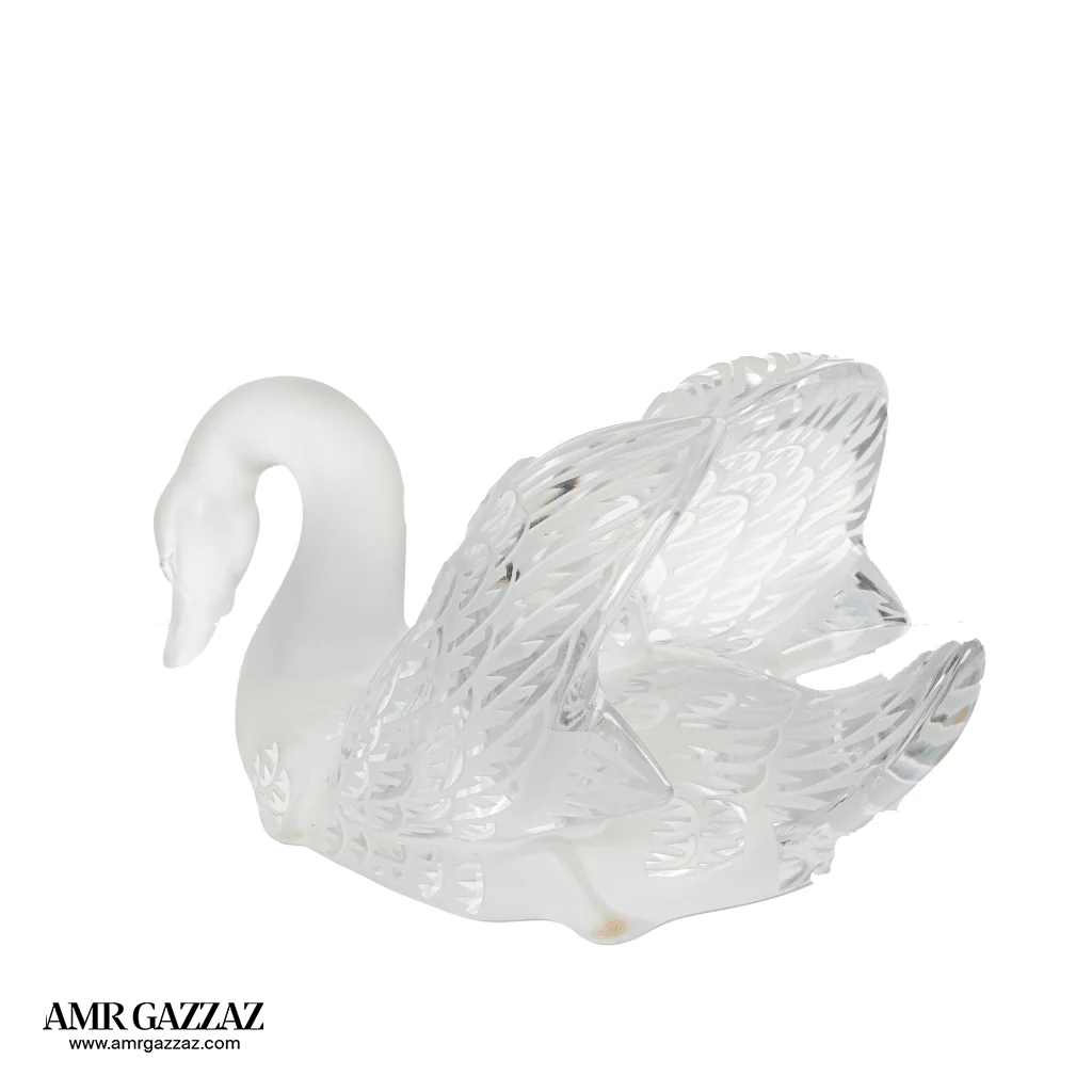 Lalique Swan Sculpture Head Up Clear