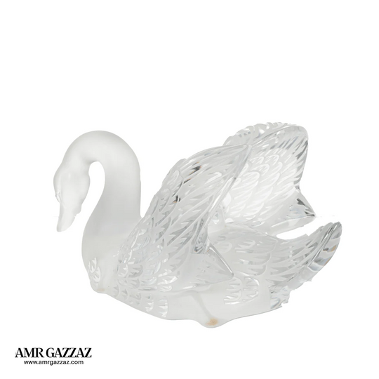 Lalique Swan Sculpture Head Down Clear