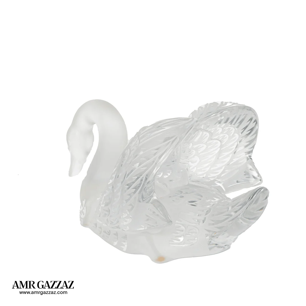 Lalique Swan Sculpture Head Up Clear