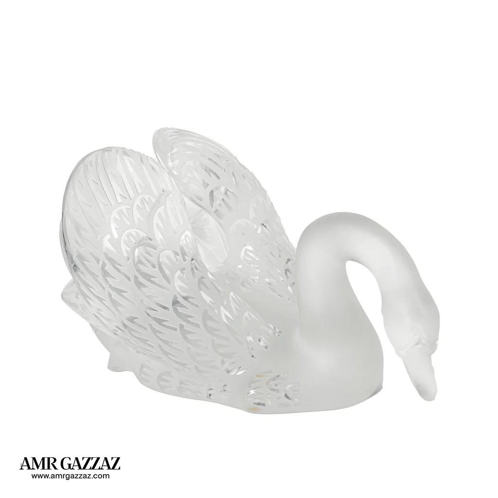 Lalique Swan Sculpture Head Up Clear