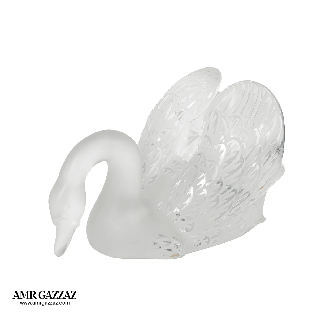 Lalique Swan Sculpture Head Up Clear