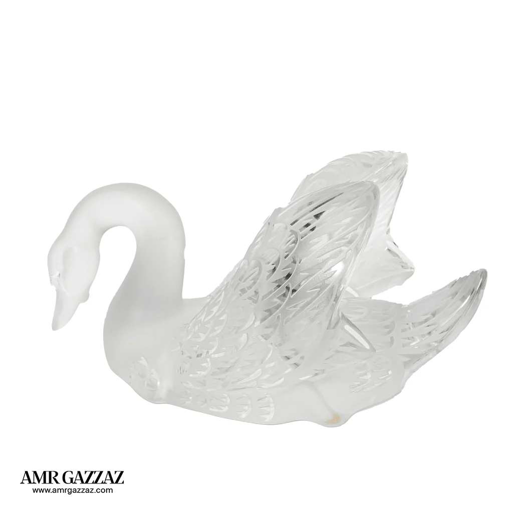 Lalique Swan Sculpture Head Up Clear