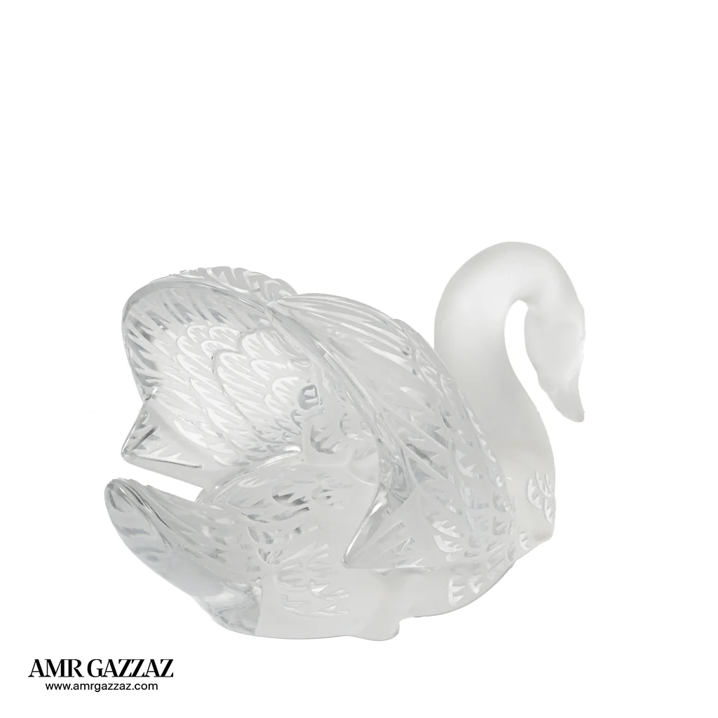 Lalique Swan Sculpture Head Up Clear