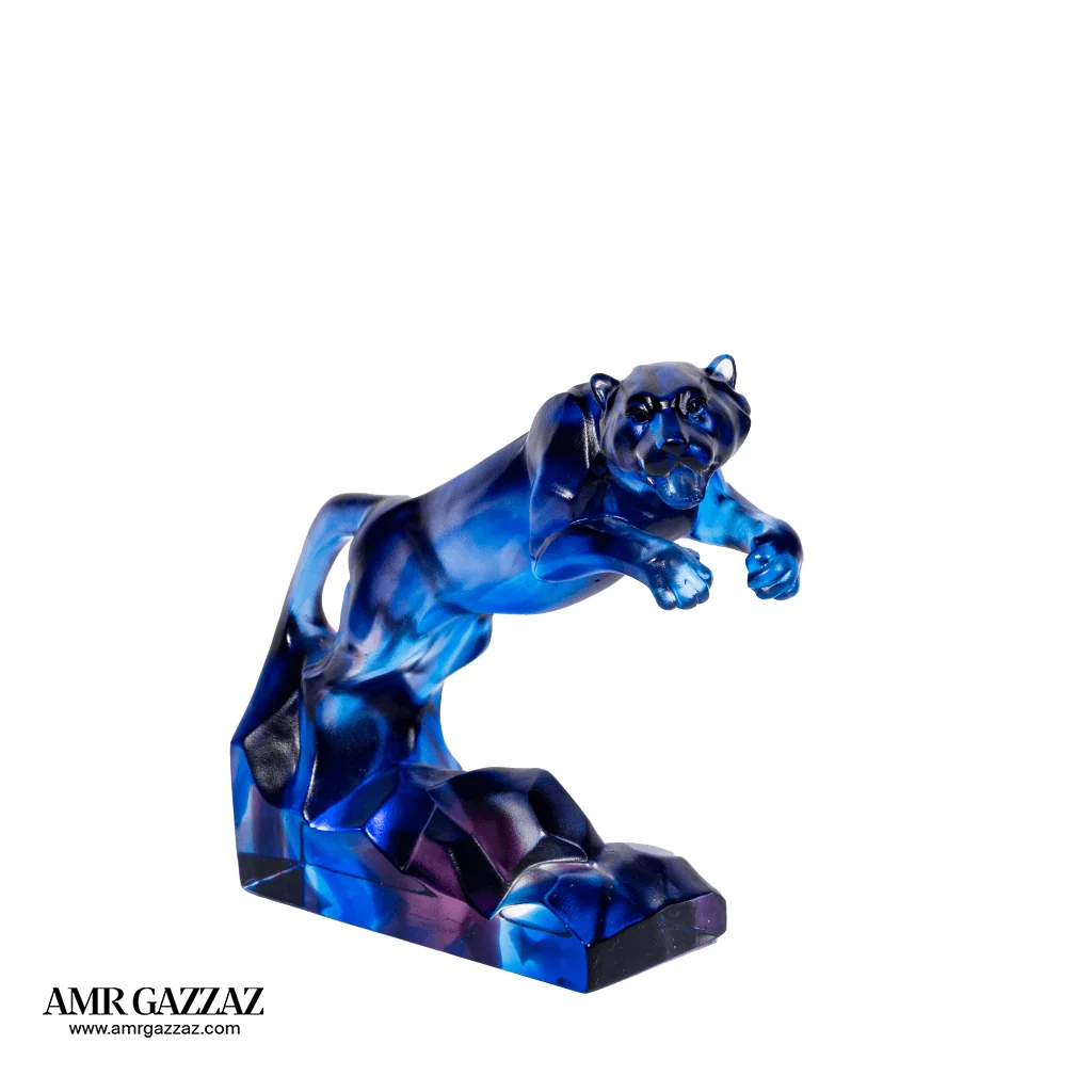 A PATE-DE-VERRE  JUMPING JAGUAR