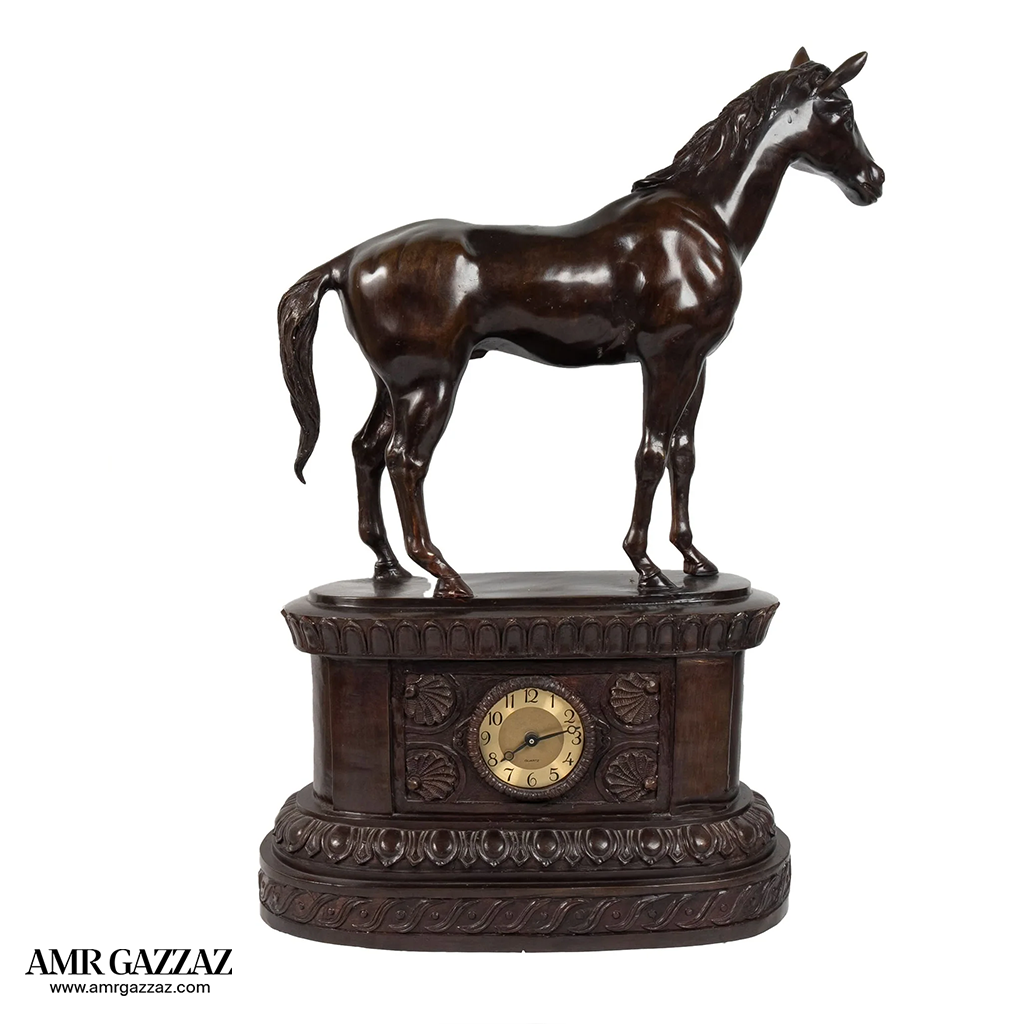 standing Horse Figurine in solid Bronze with bronze Base