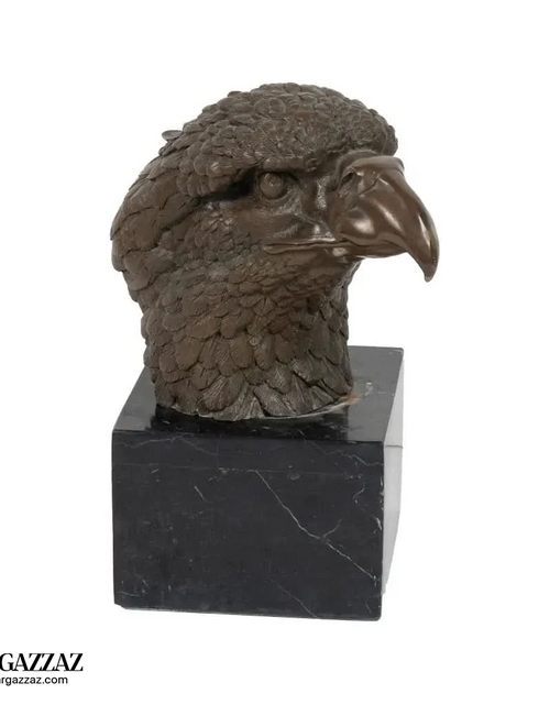Load image into Gallery viewer, A Bronze Sculpture an Eagle Head on Marble Pedestal
