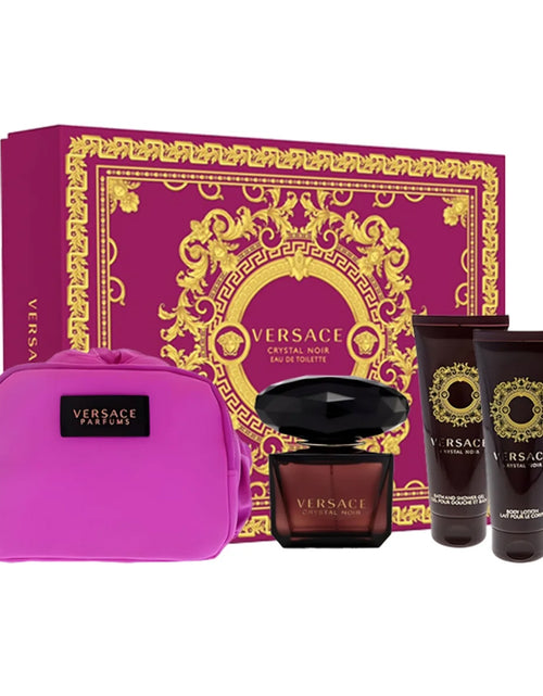 تحميل الصورة إلى عارض المعرض، مجموعة عطر فيرساتشي كريستال نوار 90 مل أو دو تواليت مع حقيبة ولوشن للجسم وجل استحمام للنساء
