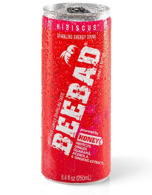 تحميل الصورة إلى عارض المعرض، BEEBAD Natural Hibiscus Sparkling Energy Drink Powered by Honey Guarana, Acerola &amp; Ginseng, 12 Count Hibiscus
