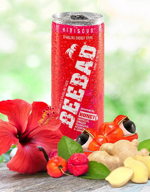 تحميل الصورة إلى عارض المعرض، BEEBAD Natural Hibiscus Sparkling Energy Drink Powered by Honey Guarana, Acerola &amp; Ginseng, 12 Count Hibiscus
