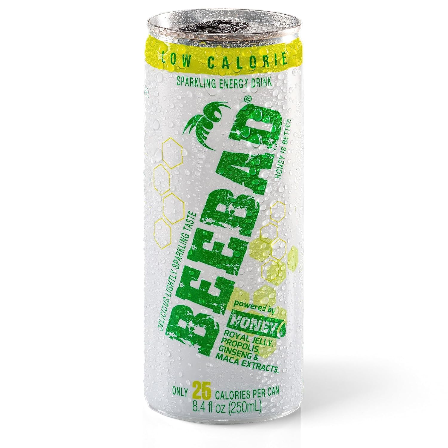 BEEBAD Sparkling Low Calorie Natural Energy Drink Powered by Honey, Royal Jelly,Propolis, Ginseng, & Maca Extracts 12 Count Low Calorie