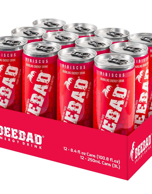 تحميل الصورة إلى عارض المعرض، BEEBAD Natural Hibiscus Sparkling Energy Drink Powered by Honey Guarana, Acerola &amp; Ginseng, 12 Count Hibiscus
