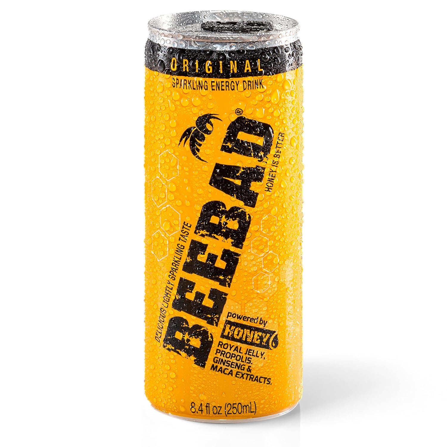 BEEBAD Sparkling Energy Drink Powered by Honey, Ginseng, Propolis, Maca, plus B6 and B12 Vitamins,12 Count original