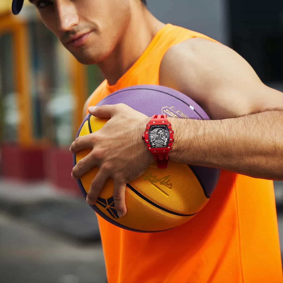 Elemental Series-Carbon Fiber Automatic Watch TB8208CF Bull Red