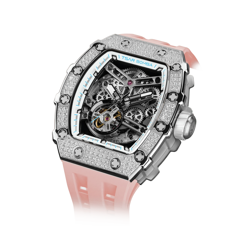 Elemental Series-Cubic Zirconia Automatic Watch TB8208D Pink White