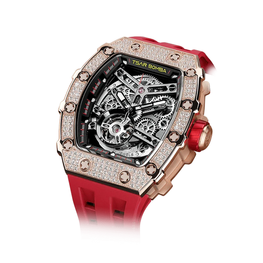 ساعة Elemental Series-Cubic Zirconia أوتوماتيكية TB8208D حمراء