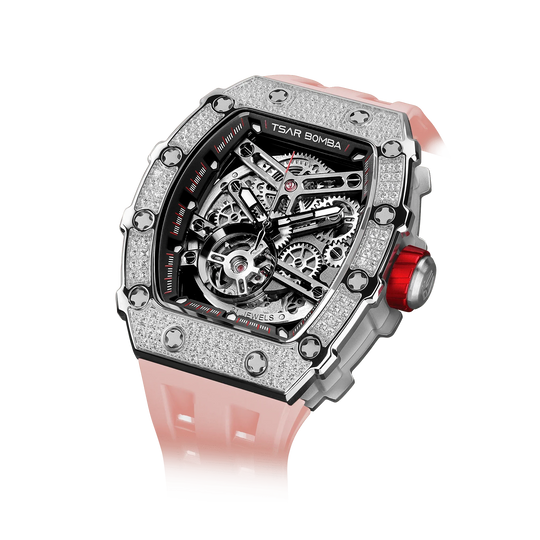 Elemental Series-Cubic Zirconia Automatic Watch TB8208D Pink Black