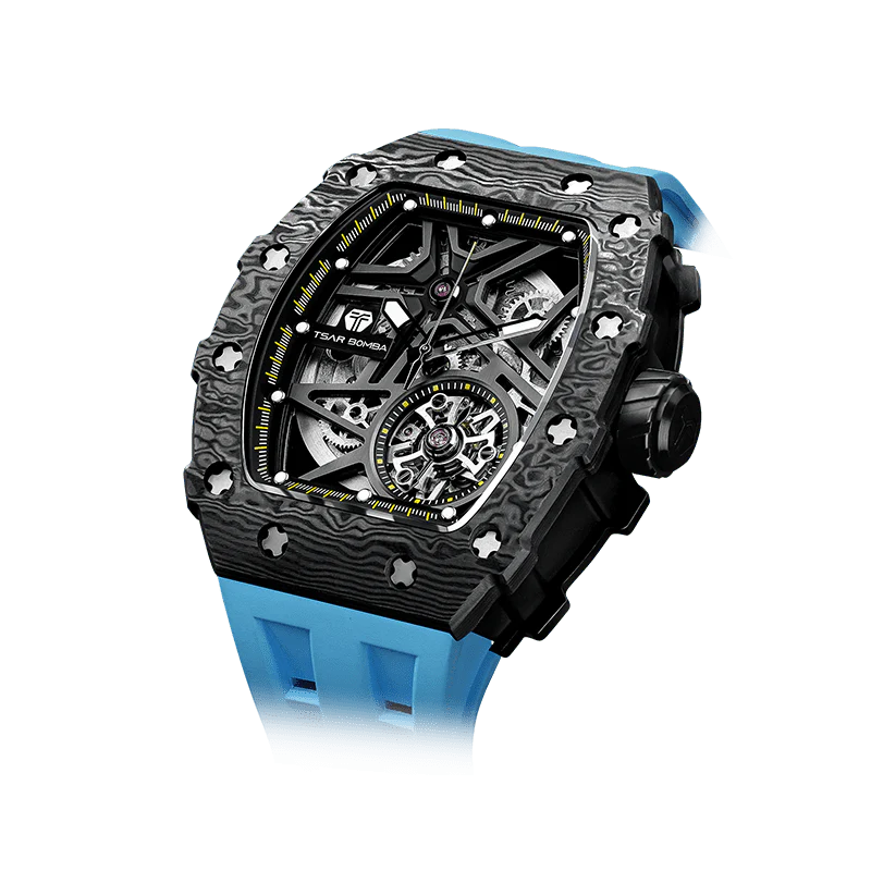 Elemental Series-Carbon Fiber Automatic Watch TB8209CF Black Blue Carbon Fiber