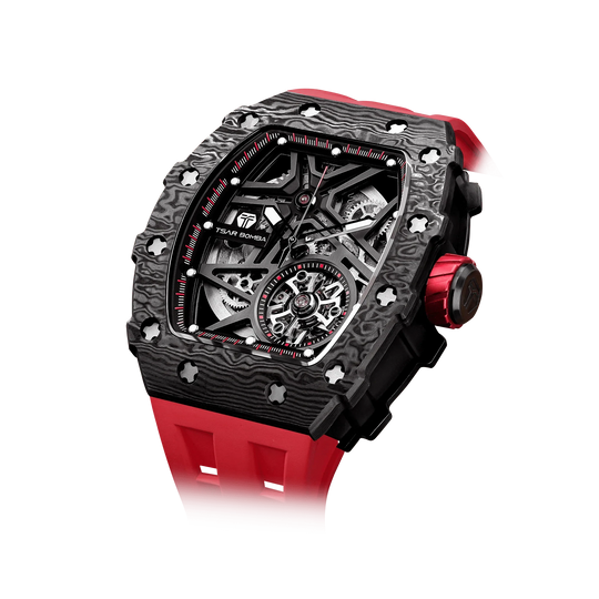 Elemental Series-Carbon Fiber Automatic Watch TB8209CF Black Red Carbon Fiber