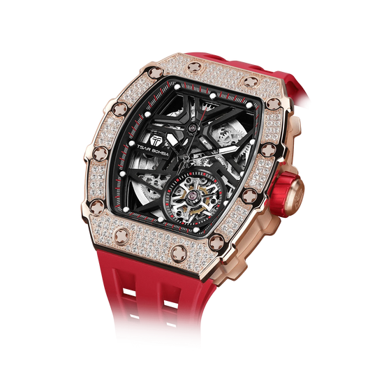 ساعة Elemental Series-Cubic Zirconia أوتوماتيكية TB8209D حمراء