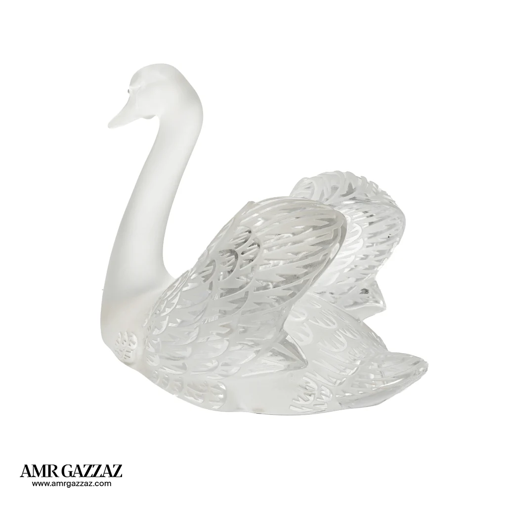 Lalique Swan Sculpture Head Down Clear