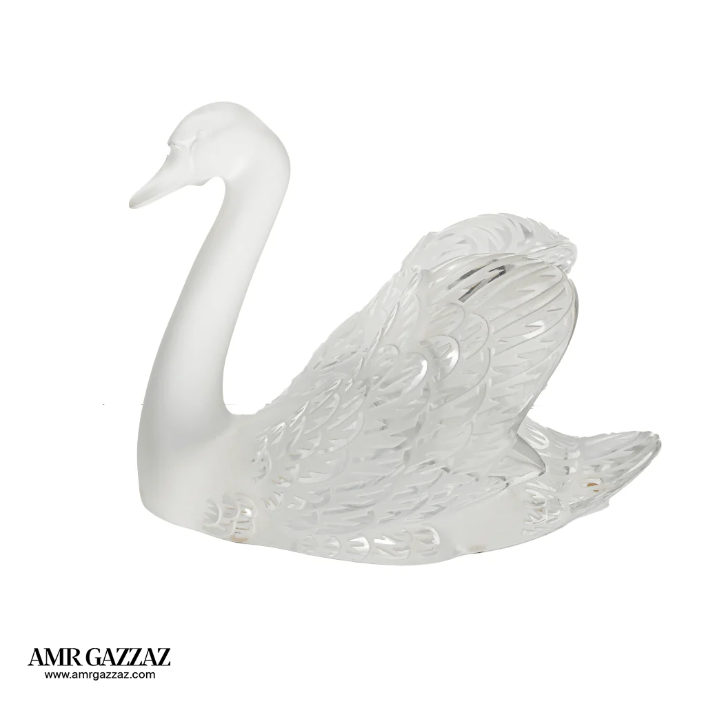 Lalique Swan Sculpture Head Up Clear
