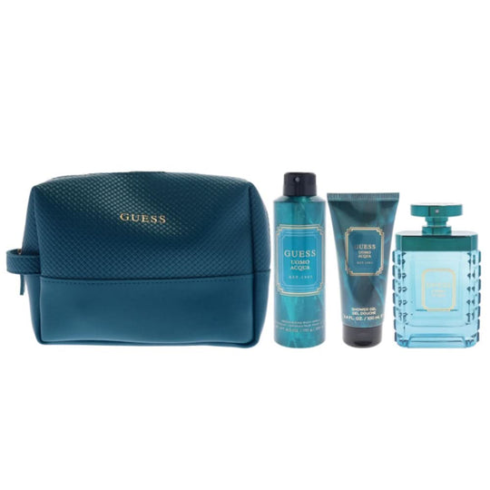 GUESS Uomo Acqua M (100Ml Edt + Sg 100Ml + Dbs 170G + Pouch) GIFT SET for Men