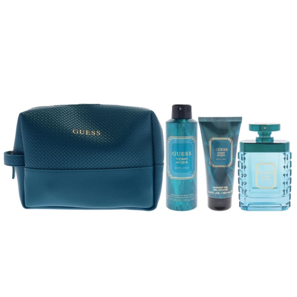 GUESS Uomo Acqua M (100Ml Edt + Sg 100Ml + Dbs 170G + Pouch) GIFT SET for Men