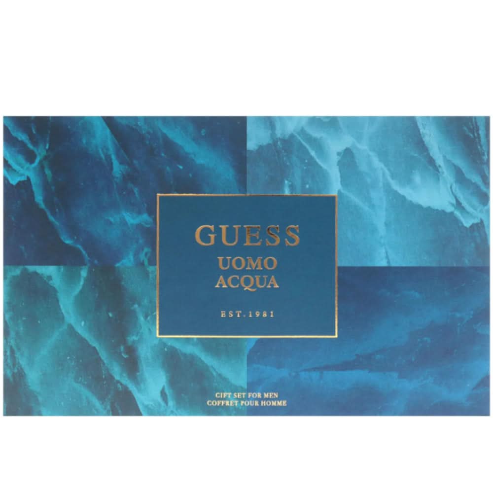 GUESS Uomo Acqua M (100Ml Edt + Sg 100Ml + Dbs 170G + Pouch) GIFT SET for Men