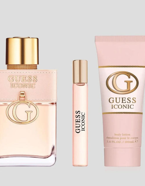 تحميل الصورة إلى عارض المعرض، مجموعة هدايا GUESS Iconic Women (100 مل EDP - 15 مل Ts - 100 مل Bl + Pouch) للنساء
