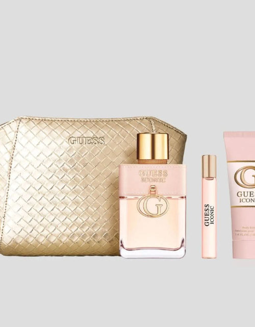 تحميل الصورة إلى عارض المعرض، مجموعة هدايا GUESS Iconic Women (100 مل EDP - 15 مل Ts - 100 مل Bl + Pouch) للنساء
