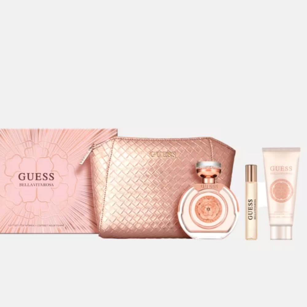 مجموعة هدايا GUESS Bella Vita Rosa W (100 مل EDT - 15 مل Ts - 100 مل Bl + Pouch) للنساء
