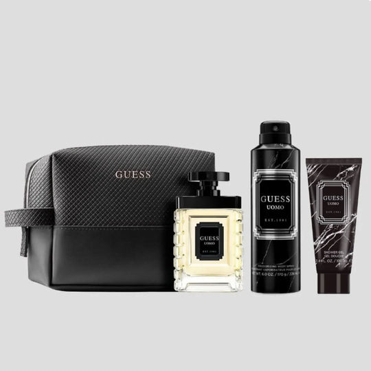 GUESS Uomo M (100Ml Edt + Sg 100Ml + Dbs 170G + Pouch) GIFT SET for Men