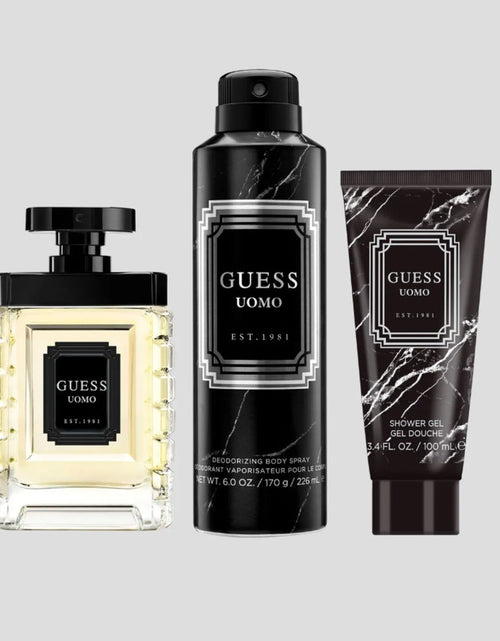Load image into Gallery viewer, GUESS Uomo M (100Ml Edt + Sg 100Ml + Dbs 170G + Pouch) GIFT SET for Men
