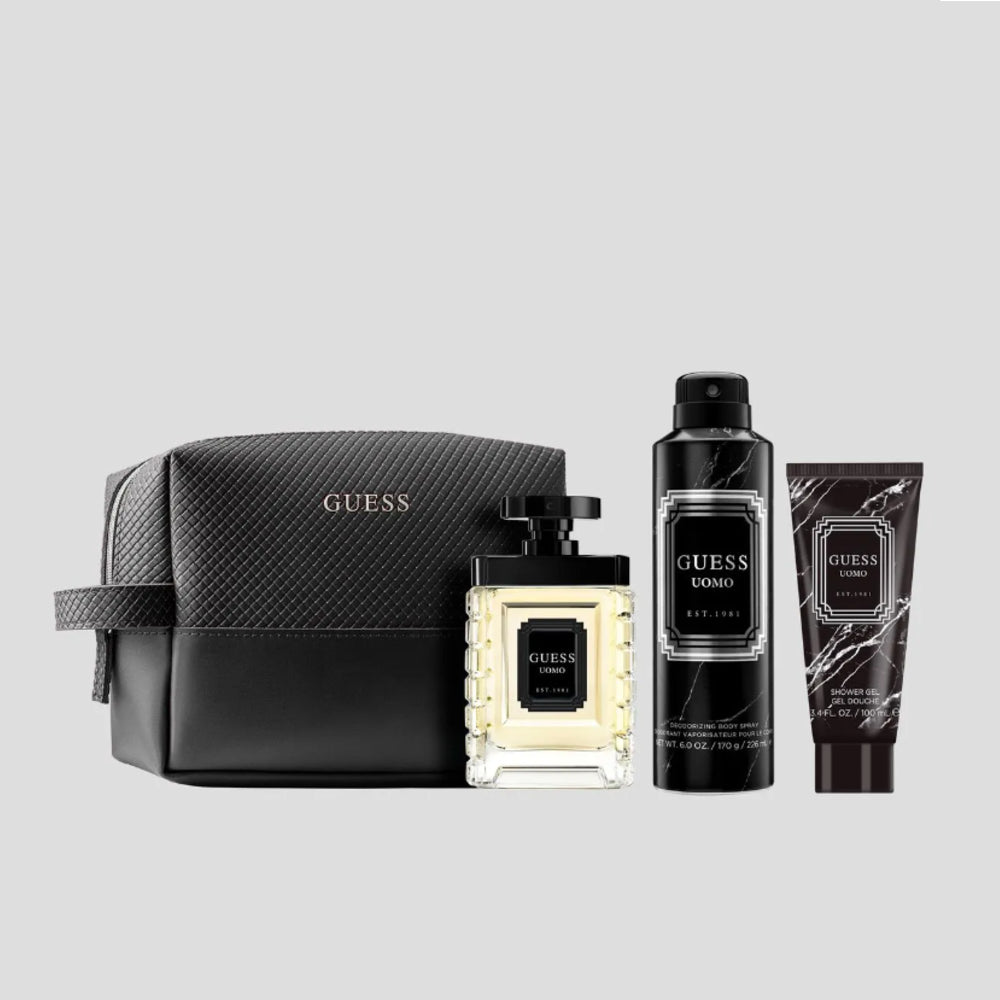 GUESS Uomo M (100Ml Edt + Sg 100Ml + Dbs 170G + Pouch) GIFT SET for Men