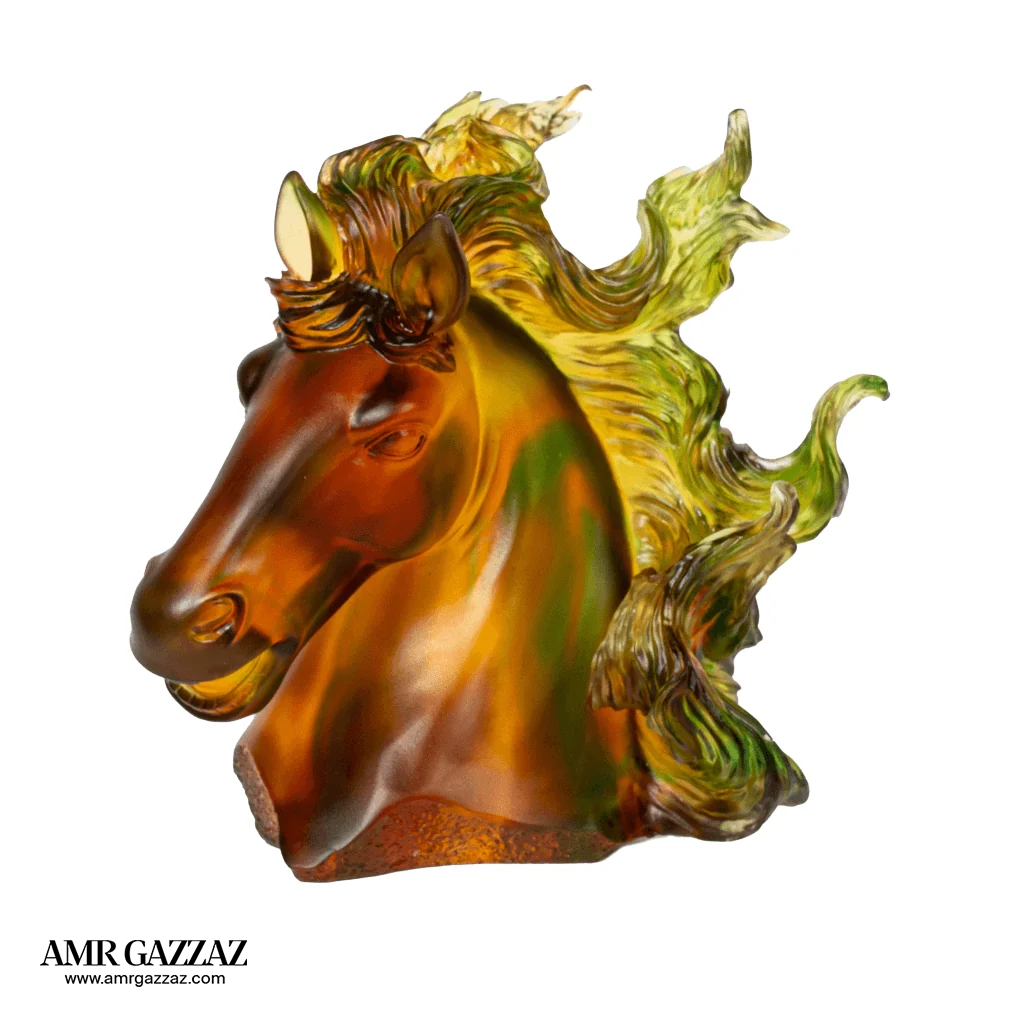 A PATE-DE-VERRE CRSTAL  HORSE HEAD
