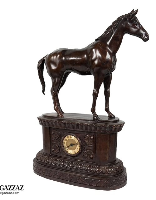 Load image into Gallery viewer, standing Horse Figurine in solid Bronze with bronze Base
