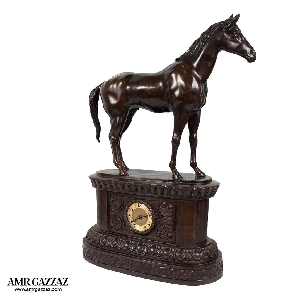standing Horse Figurine in solid Bronze with bronze Base