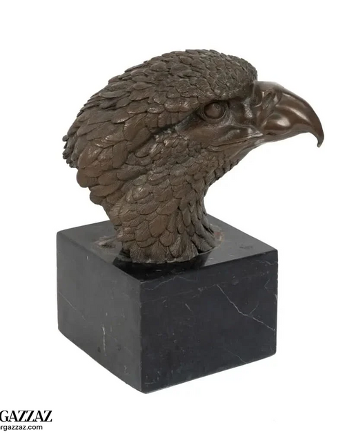 Load image into Gallery viewer, A Bronze Sculpture an Eagle Head on Marble Pedestal
