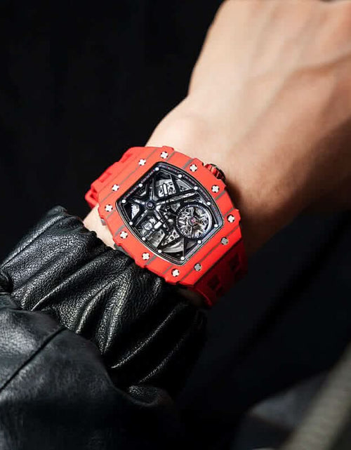 Load image into Gallery viewer, Elemental Series-Carbon Fiber Automatic Watch TB8209CF Bull Red Carbon Fiber
