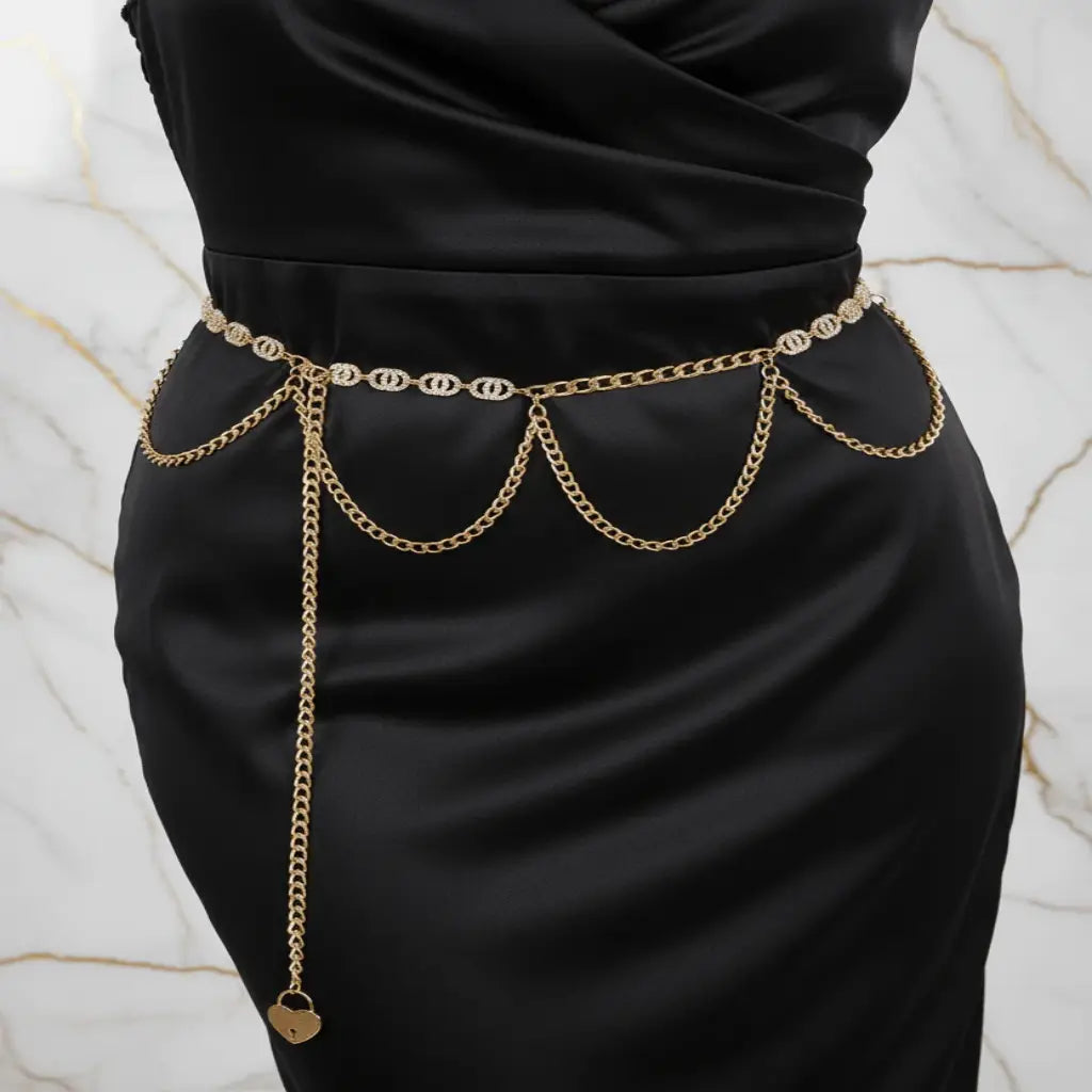 Ivorynn Luxury Lightweight Rhinestone Chain Belt for Women