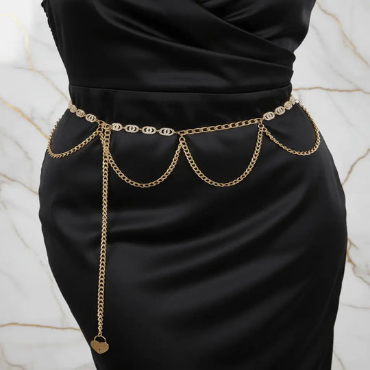 Evorinn Luxury Lightweight Rhinestone Chain Belt for Women