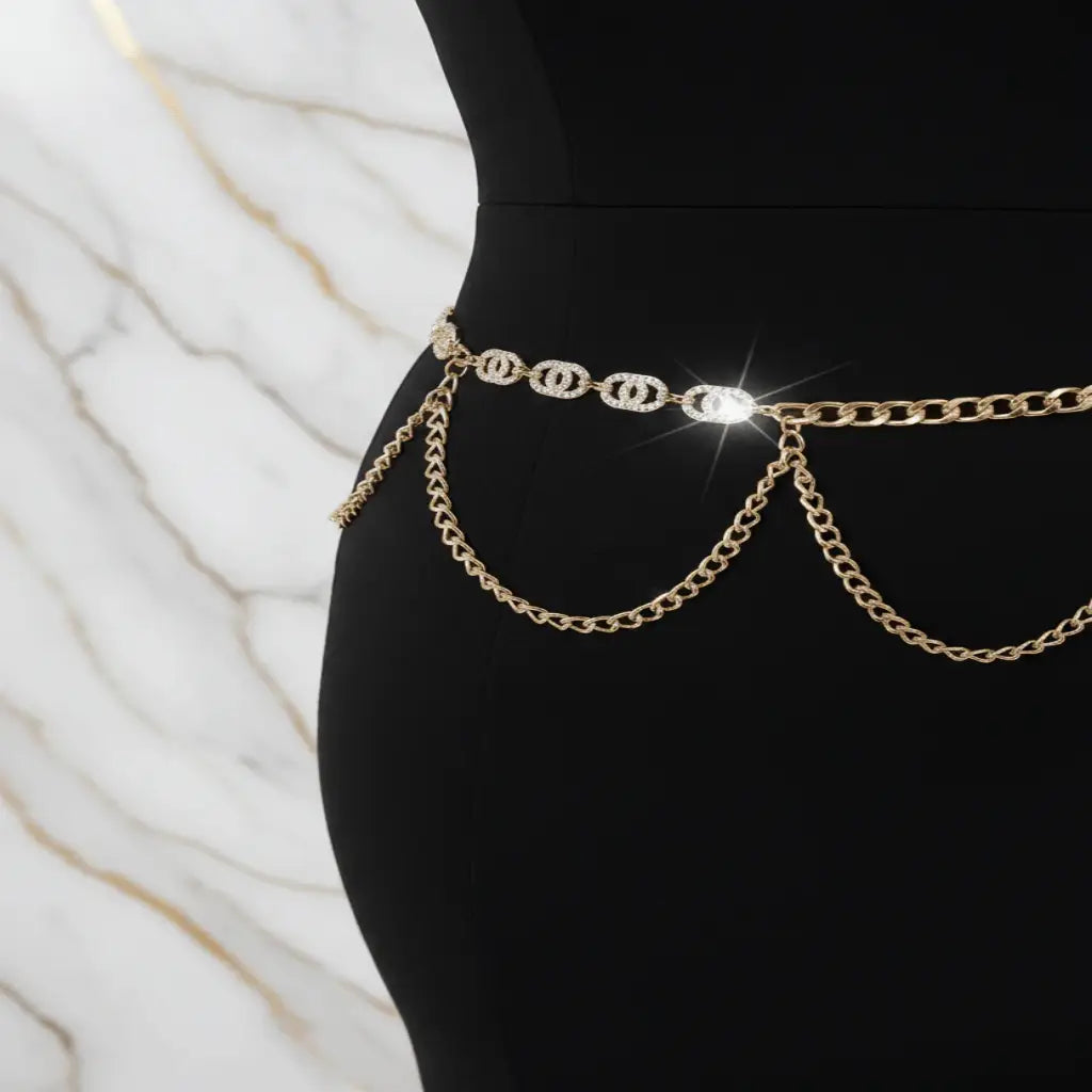 Evorinn Luxury Lightweight Rhinestone Chain Belt for Women