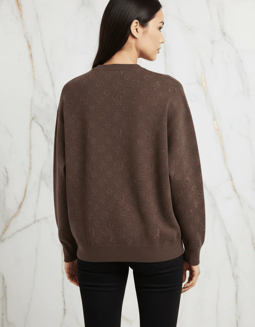 Load image into Gallery viewer, Ivorynn Dark Brown Textured Knit Sweater – Relaxed Fit Crewneck Pullover
